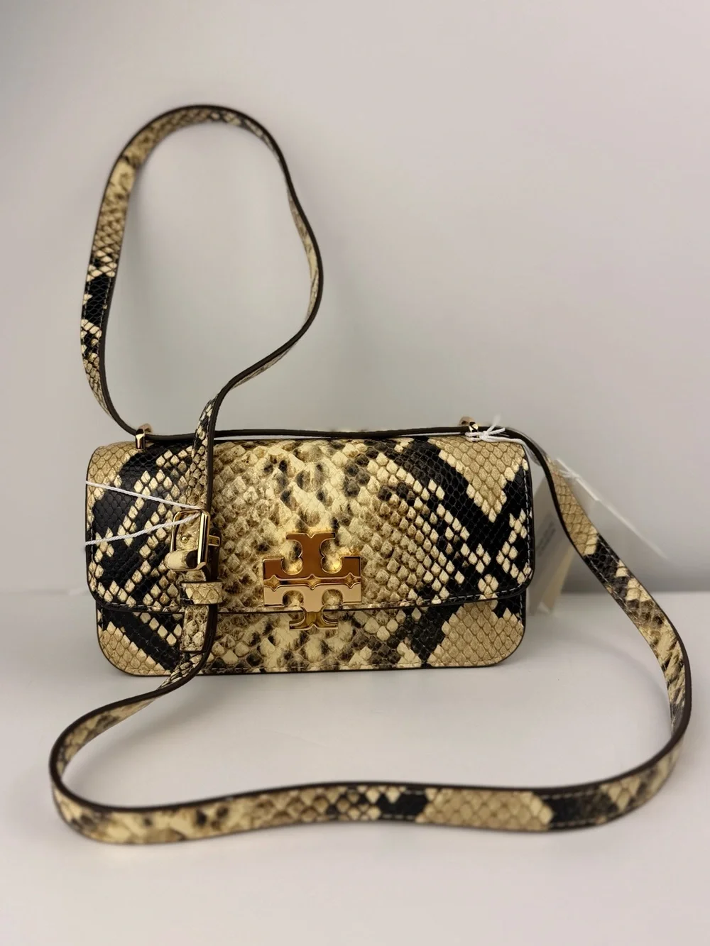 $598 Tory Burch Eleanor Exotic E/W Small Convertible Shoulder Bag